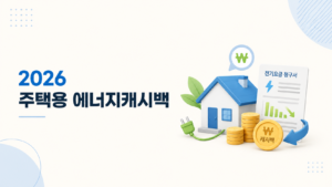 2026년 주택용 에너지캐시백 신청 기준과 전기 사용량 절감 혜택을 정리한 이미지