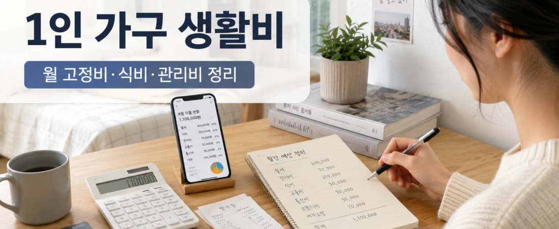 1인 가구 생활비 얼마 들까? 월 고정비·식비·관리비 항목별 정리