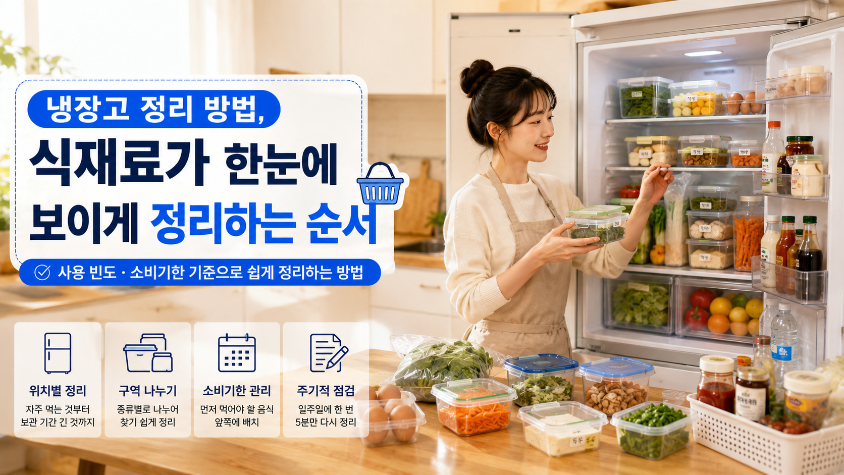 냉장고 정리 방법, 식재료 찾기 쉬운 위치와 정리 순서