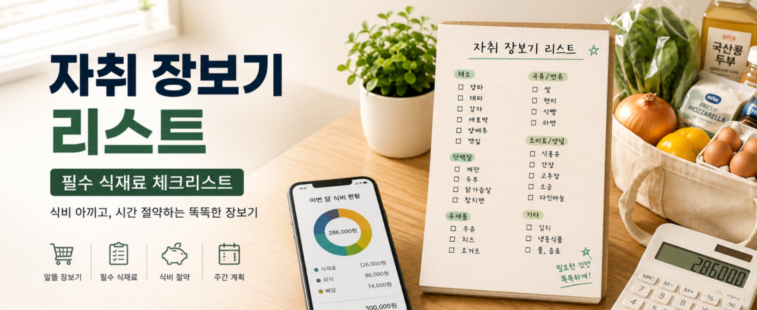 자취 장보기 리스트, 혼자 살 때 꼭 사야 할 식재료와 생필품 정리